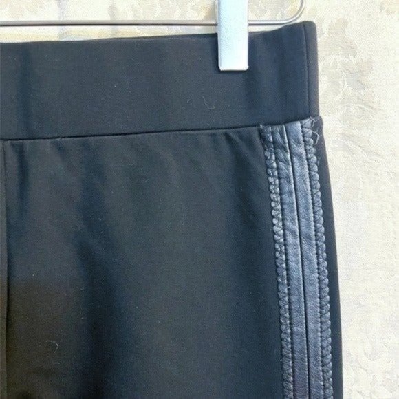 Romeo + Juliet Couture Ponte Leggings Size M GUC Tuxedo Stripe Faux Leather - Picture 2 of 6